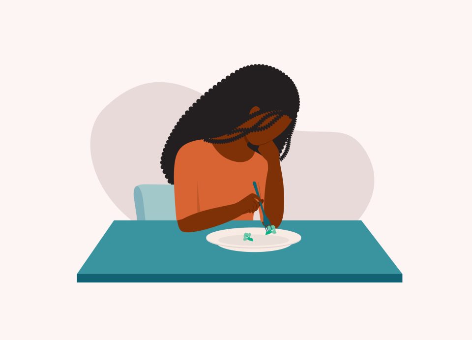 Eating disorder recovery: understanding the unique challenges black families face Illustration of an african american woman for an article about eating disorder recovery: understanding the unique challenges black families face.
