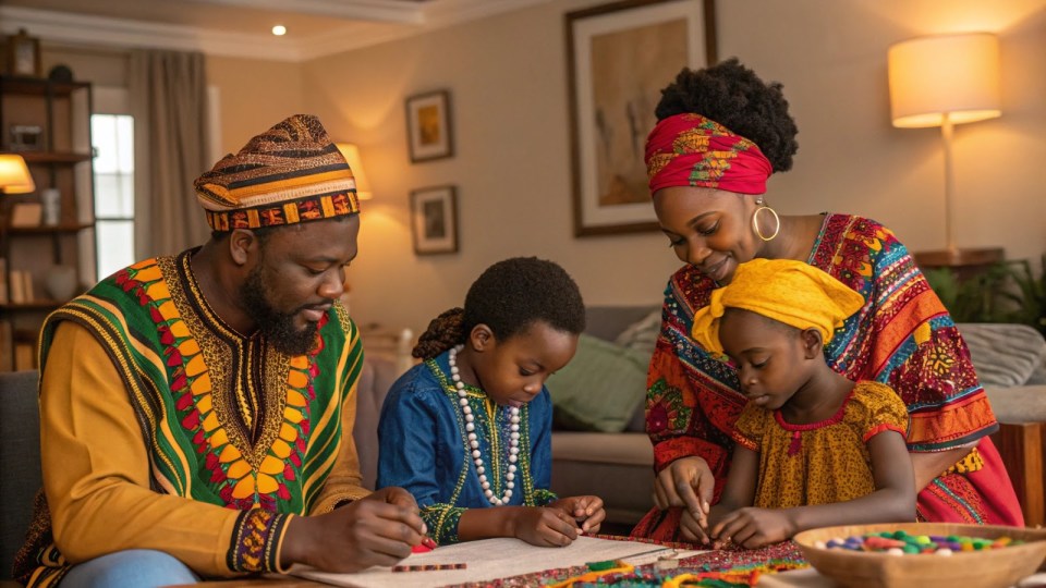 4 mindful practices build stronger black family bonds Black family wearing traditional clothing