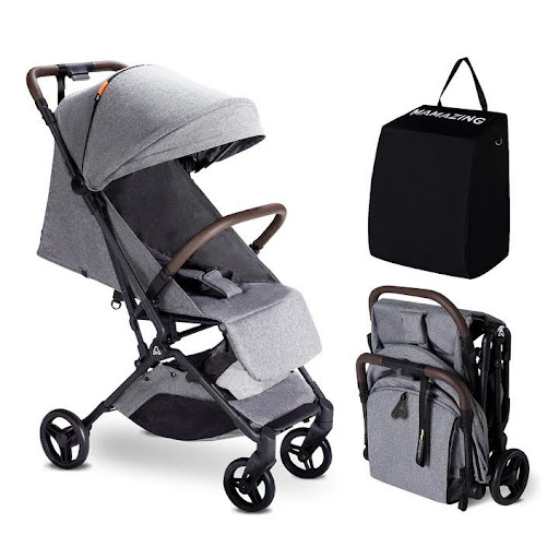 A gray mamazing stroller for your next trip for black families.