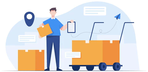 Illustration of a delivery driver with packages