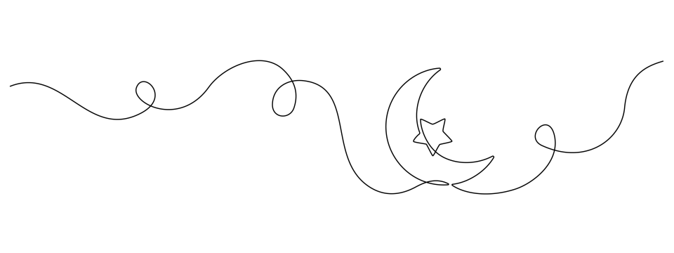 Moon and a star divider graphic for decoration.