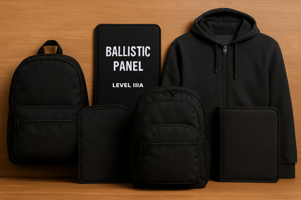 What parents need to know about bulletproof backpacks, ballistic gear, and school safety plans Protecting black children in 2025 ballistic gear – wide photo of bulletproof backpacks, inserts, hoodie and binder representing school safety