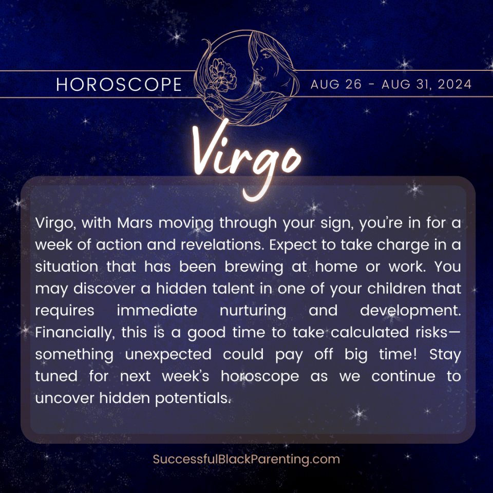 Horoscopes for parents: week of august 11th – august 18th Detailed and meticulous graphic of virgo zodiac sign, emphasizing precision and care, appealing to virgos who value health and organization in astrology.